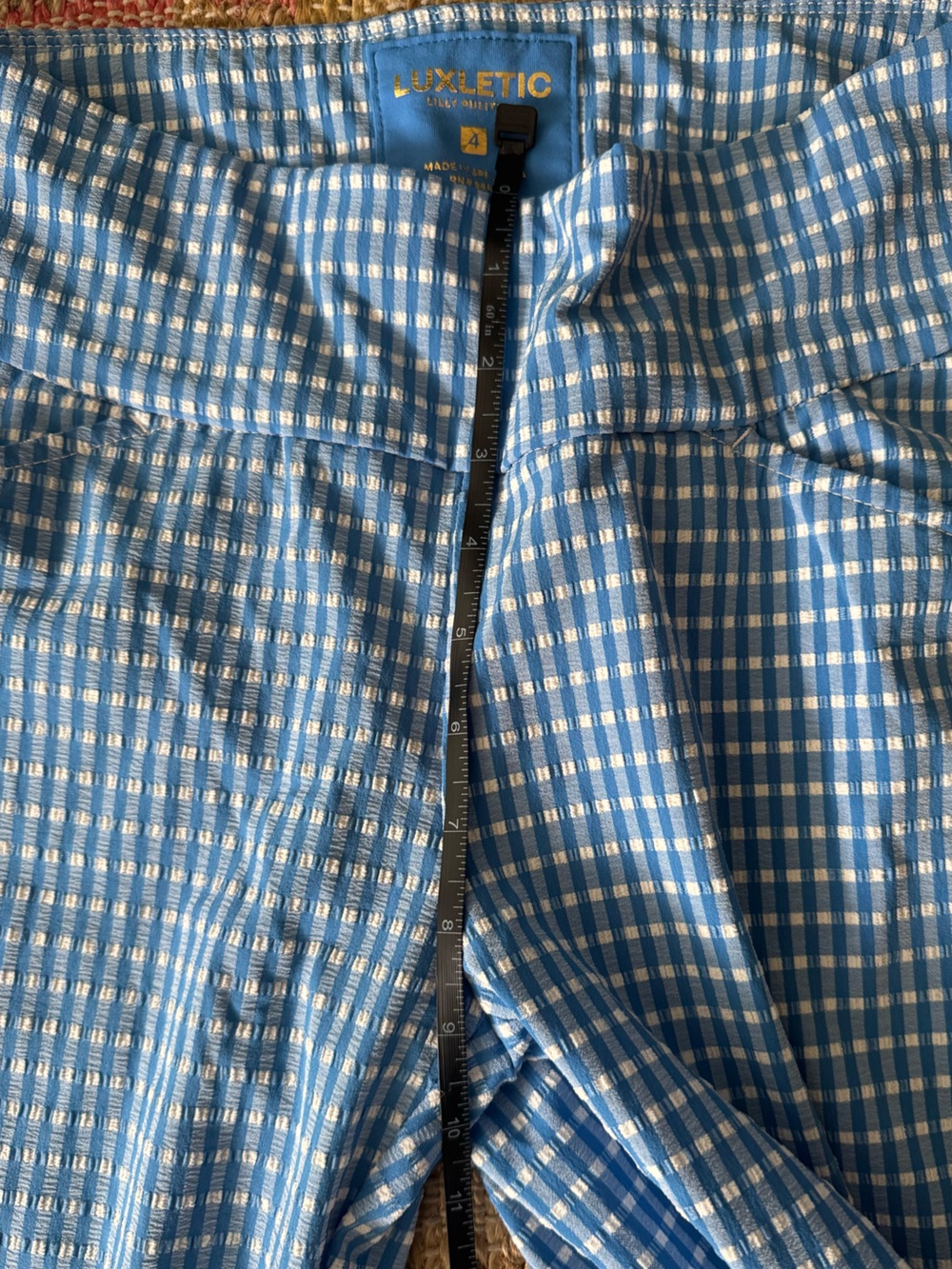 Lilly Pulitzer Luxletic 25" Corso Crop Pants Morelle Blue Gingham, Size 4 - Picture 15 of 16